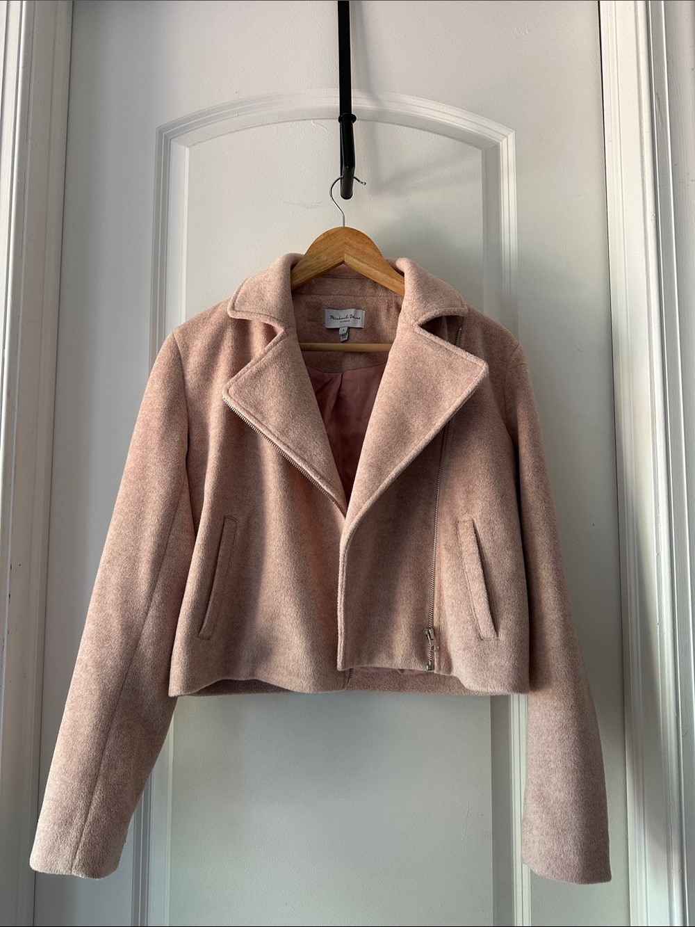 Michael Stars Dusty Blush Cropped Wool-Blend Jacket